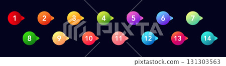 Colorful numbered icons for step by step list marker or instruction in presentations Colorful numbered icons for step by step list marker or instruction in presentations 131303563