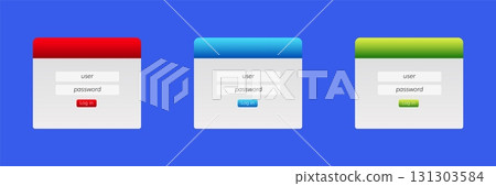User interface design for login screens featuring diverse color schemes and simple layouts 131303584