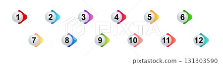 Colorful numbered icons for lists and steps: bright bullets for effective presentation design 131303590
