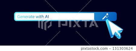 Ai technology icon button with cursor clicking suggesting interaction and digital intelligence 131303624