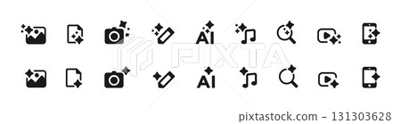 Ai icons for media and communication with simple and modern design elements Ai icons for media and communication with simple and modern design elements 131303628