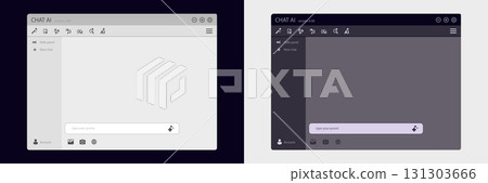 Ai chat interface design with light and dark theme options for user interaction Ai chat interface design with light and dark theme options for user interaction 131303666