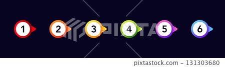 Colorful numbered icon set for presentations and lists Colorful numbered icon set for presentations and lists 131303680