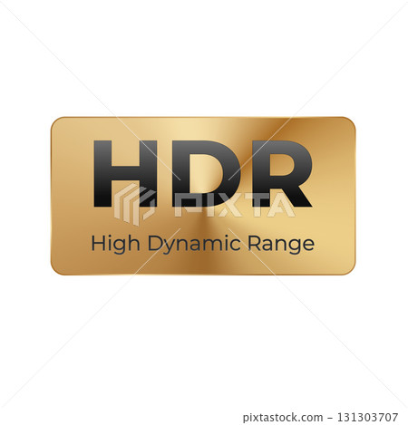Golden hdr badge: high dynamic range technology display label 131303707