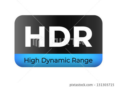 Hdr icon: high dynamic range technology display label with blue gradient Hdr icon: high dynamic range technology display label with blue gradient 131303715