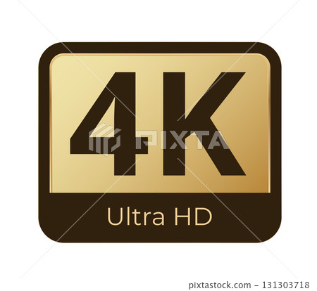 4k ultra hd icon: high-resolution display label with gold and black design 131303718
