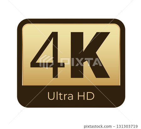 4k ultra hd icon in gold and black design for high-resolution display 4k ultra hd icon in gold and black design for high-resolution display 131303719