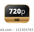 720p hd logo icon in black and gold design for high-resolution media 131303743