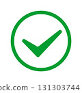 Green checkmark in circle icon on white background 131303744