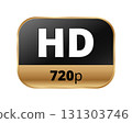 Hd 720p icon with black and gold design for high definition video quality 131303746