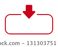 Red downward arrow on rounded rectangle frame 131303751