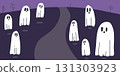 halloween cute ghost design trick or treat illustration	 131303923