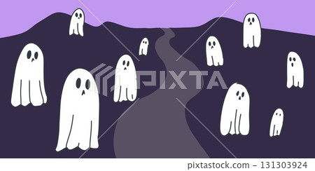 halloween cute ghost design trick or treat illustration	 131303924