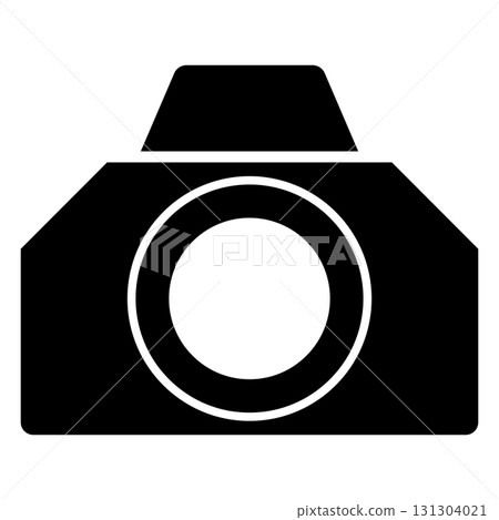 Simple and flat black and white camera icon on white background 131304021