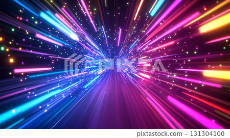 abstract festive exploding light background with colorful dynamic speed lines 131304100