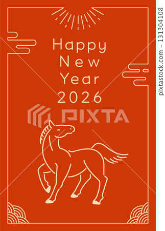 Year of the Horse New Year's card template (2026) 131304108