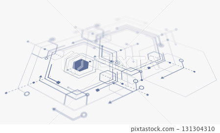Abstract technology background. Technical drawing . Geometric lines and squares. illustration. Abstract technology background. Technical drawing . Geometric lines and squares. illustration. 131304310