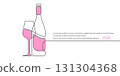Wine bottle .Alcoholic drink drawing. Wine glass. line art. Vector illustration . 131304368
