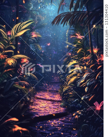 tropical background with jungle plants tropical background with jungle plants 131304410