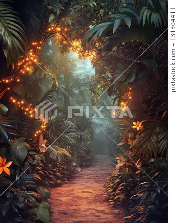 tropical background with jungle plants tropical background with jungle plants 131304411