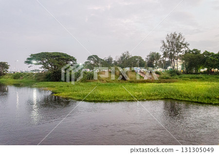 River view with lush green river banks River view with lush green river banks 131305049