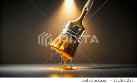 paintbrush dipped in liquid gold, creating stunning visual effect 131305285