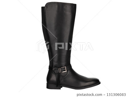 Black Leather Riding Knee Boot 131306083