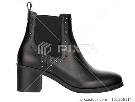 Black leather chelsea boot with decorative studs. Black leather chelsea boot with decorative studs. 131306114