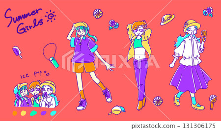 簡單可愛的夏裝女孩手繪插圖 簡單可愛的夏裝女孩手繪插圖 131306175