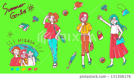 簡單可愛的夏裝女孩手繪插圖 簡單可愛的夏裝女孩手繪插圖 131306176