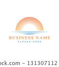 Geometric lines half of Sunburst with orange color style design symbol 131307112