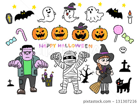 Halloween illustration set 131307216