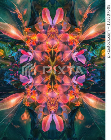 Symmetrical_mandala_of_tropical_leaves_and_flowers 131307608