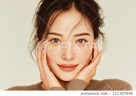 A frontal portrait showing fresh skin A frontal portrait showing fresh skin 131307646