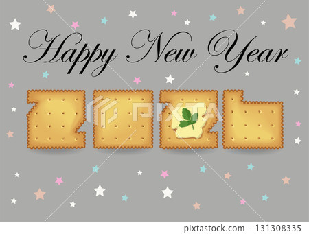 Happy New Year 2026 Cracker Cookie Number. A festive illustration of a cracker cookie number 2026 on a gray background with colorful stars and black text. The cookies are decorated with butter Happy New Year 2026 Cracker Cookie Number. A festive illustration of a cracker cookie number 2026 on a gray background with colorful stars and black text. The cookies are decorated with butter 131308335