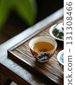 japanese green tea on wooden table 131308466
