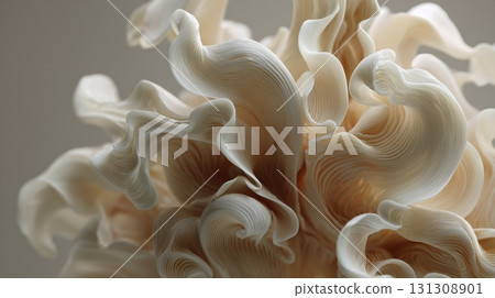 Abstract paper sculpture resembling mushroom or coral 131308901