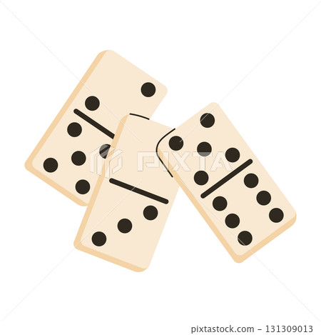 Domino game of three figures composition isolated on white background in flat cartoon style. 131309013