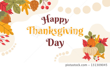 Festive autumn card for Happy Thanksgiving. 131309045