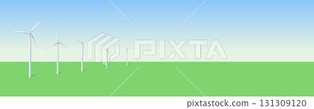 Wind turbines windmills energy power generators. White towers with long vanes for producing alternative eco energy. Vector Wind turbines windmills energy power generators. White towers with long vanes for producing alternative eco energy. Vector 131309120