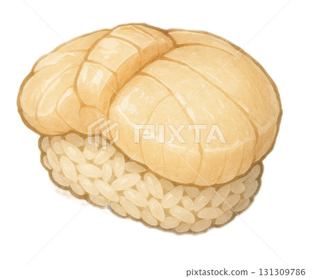 Illustration of scallop nigiri sushi (1 piece) 131309786