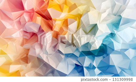 Colorful low poly abstract with geometric triangles and 3D faceted texture. Perfect for modern design, tech backgrounds, and branding visuals. 131309998