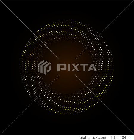 Gold Halftone round frame. Golden luxury Halftone twisted circle Gold Halftone round frame. Golden luxury Halftone twisted circle 131310401