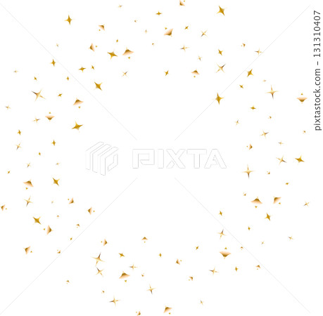 Confetti explosion. Golden serpentine ribbons frame design 131310407