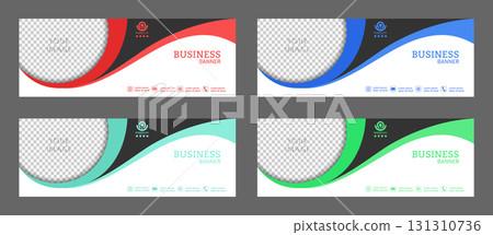 Layout for a business banner. A set of colored horizontal templates with space for a photo, illustration or corporate image. Layout of the cover of a modern catalog, brochure, project or creative idea Layout for a business banner. A set of colored horizontal templates with space for a photo, illustration or corporate image. Layout of the cover of a modern catalog, brochure, project or creative idea 131310736