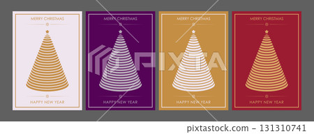 Christmas and New Year. Festive design template with stylized spruce for postcards, banners, posters and creative ideas Christmas and New Year. Festive design template with stylized spruce for postcards, banners, posters and creative ideas 131310741