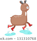 Vector deer jumping in puddle illustration icon 131310768
