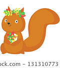 Squirrel vector with autumn leaves animal icon 131310773