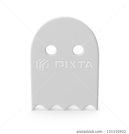 Simple white ghost icon 3d render 131310932
