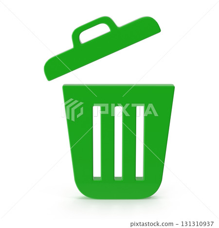 Green Trash Can Icon with Open Lid 131310937